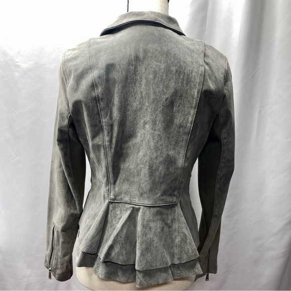 BCBGeneration Women's Gray Suede Jacket Small Pockets Sleeve Zippers - Picture 5 of 16